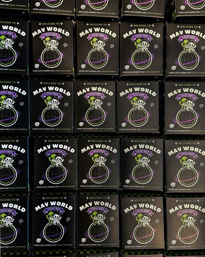 Rows of Mav World blind boxes
